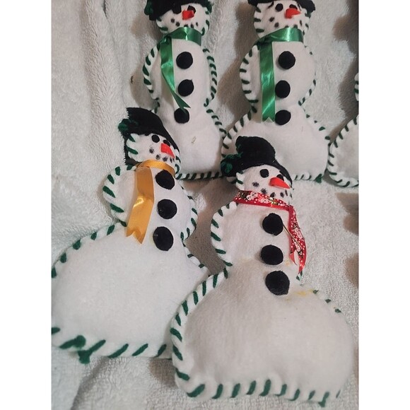 10 Homemade Felt Snowmen 8-9" Tall Christmas Winter Decor Ornaments - Picture 5 of 7
